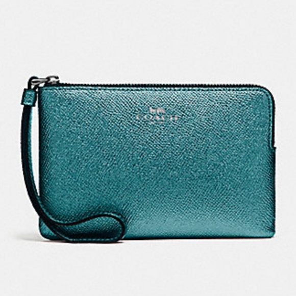 Coach Handbags - Coach F21070 Metallic Corner Zip Wristlet Coin